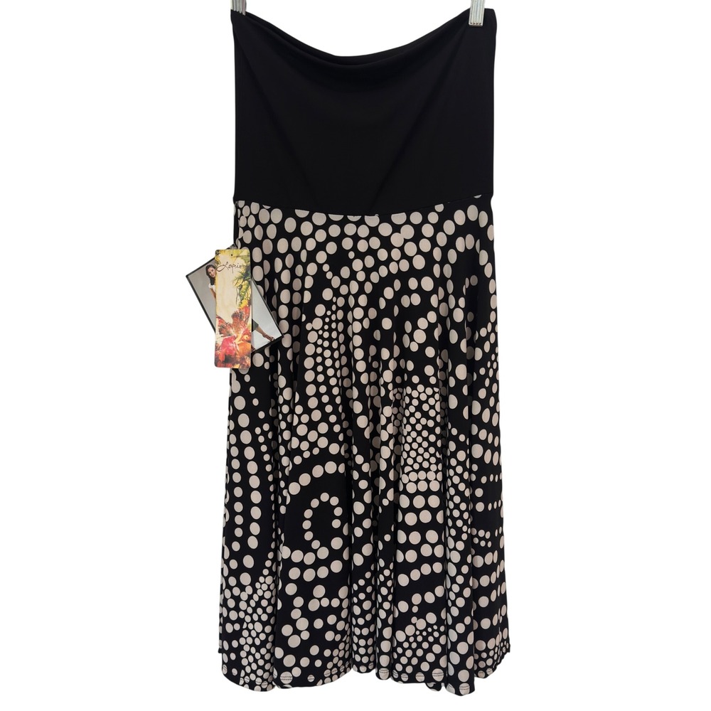 Lapis Strapless Polka Dot Dress Black White Y2K Rockabilly Pinup Size M NWT